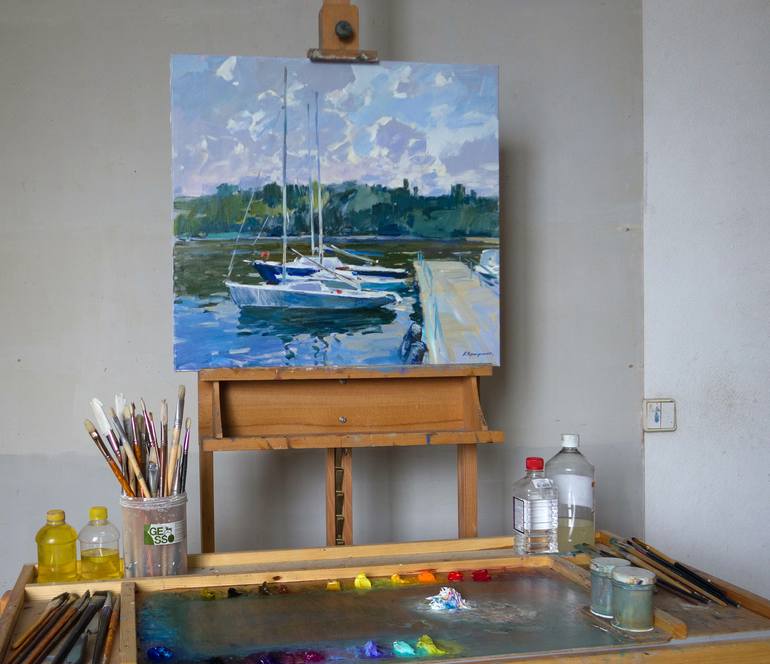 Original Yacht Painting by Aleksandr Kryushyn