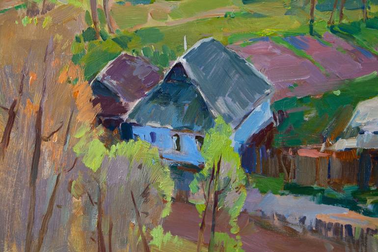 Original Impressionism Rural life Painting by Aleksandr Kryushyn