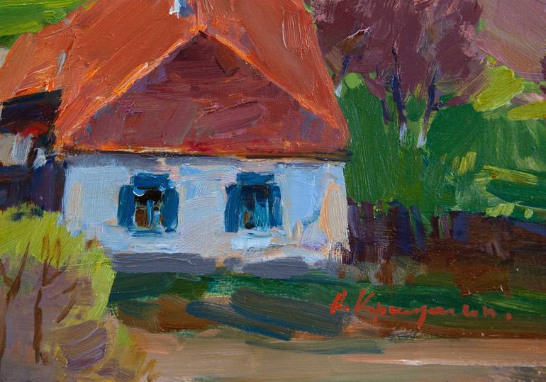 Original Impressionism Rural life Painting by Aleksandr Kryushyn