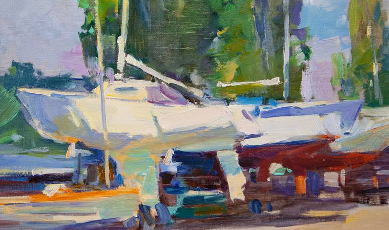 Original Yacht Painting by Aleksandr Kryushyn