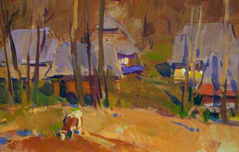 Original Impressionism Rural life Painting by Aleksandr Kryushyn