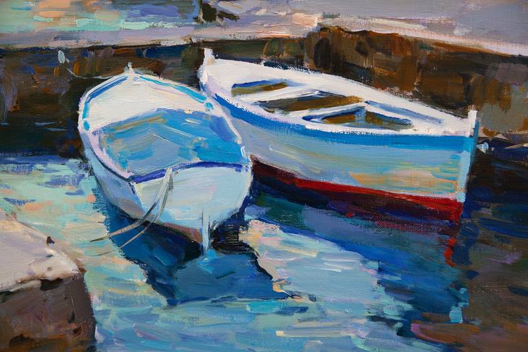 Original Boat Painting by Aleksandr Kryushyn