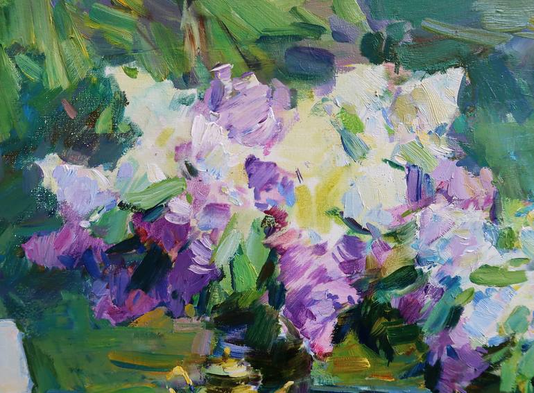 Irises And Lilacs Painting By Aleksandr Kryushyn 