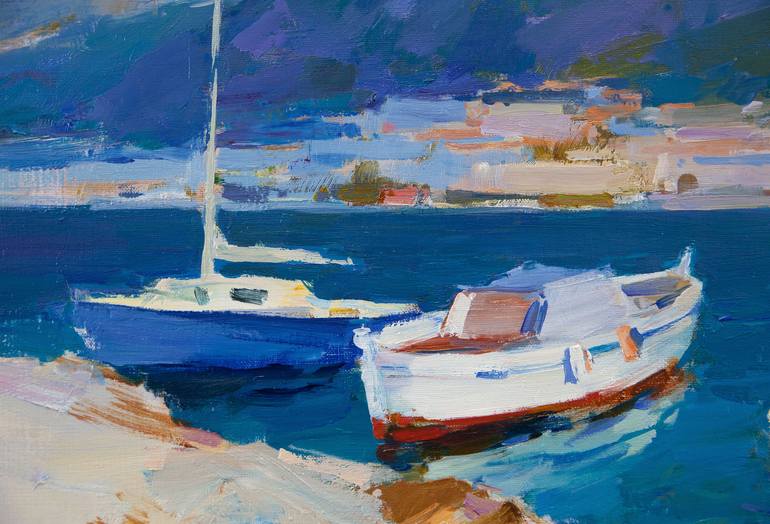 Original Realism Boat Painting by Aleksandr Kryushyn