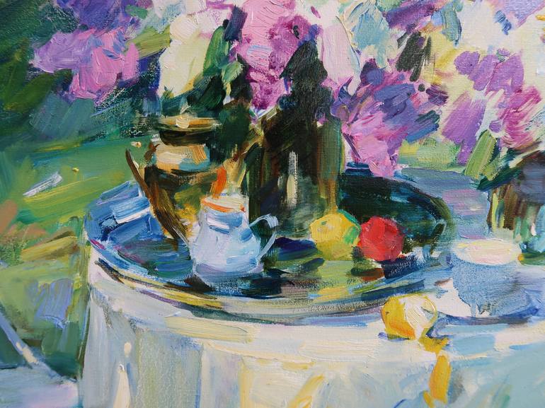 Original Impressionism Garden Painting by Aleksandr Kryushyn