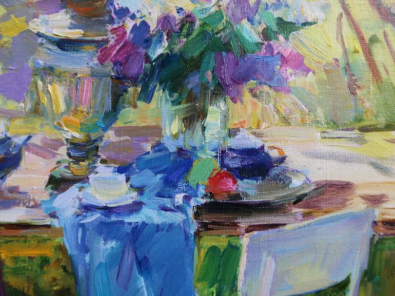 Original Impressionism Garden Painting by Aleksandr Kryushyn