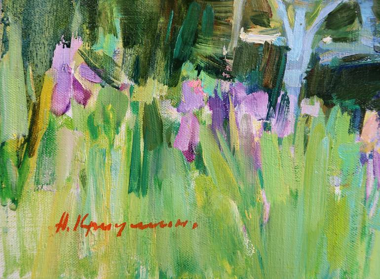 Original Impressionism Garden Painting by Aleksandr Kryushyn