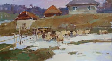 Original Impressionism Rural life Paintings by Aleksandr Kryushyn