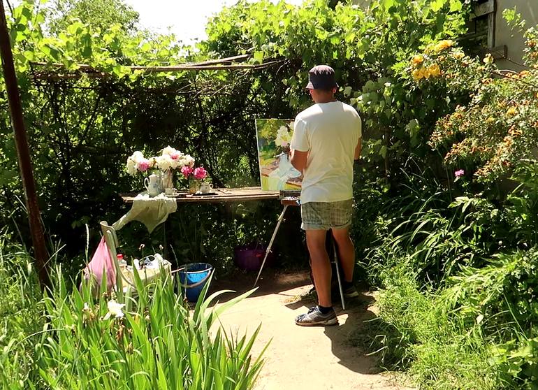 Original Impressionism Floral Painting by Aleksandr Kryushyn