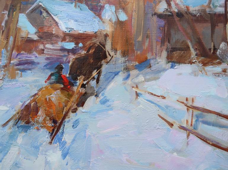 Original Impressionism Rural life Painting by Aleksandr Kryushyn