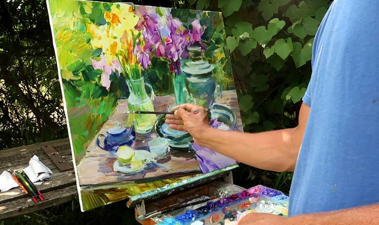 Original Impressionism Still Life Painting by Aleksandr Kryushyn