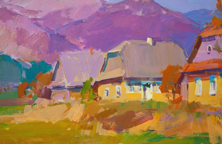 Original Impressionism Rural life Painting by Aleksandr Kryushyn