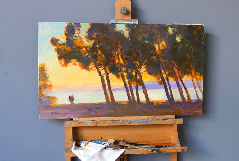 Original Art Deco Seascape Painting by Aleksandr Kryushyn