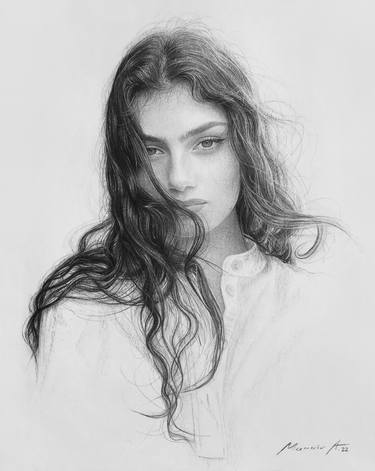 Original Photorealism Women Drawing by Andriy Markiv