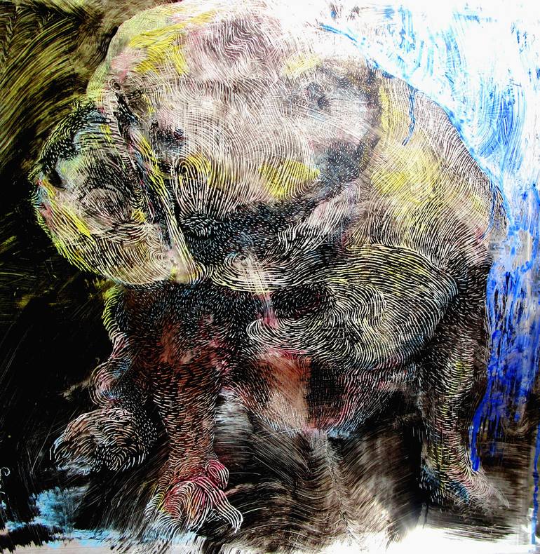 Original Abstract Expressionism Animal Painting by Perez Petriarte