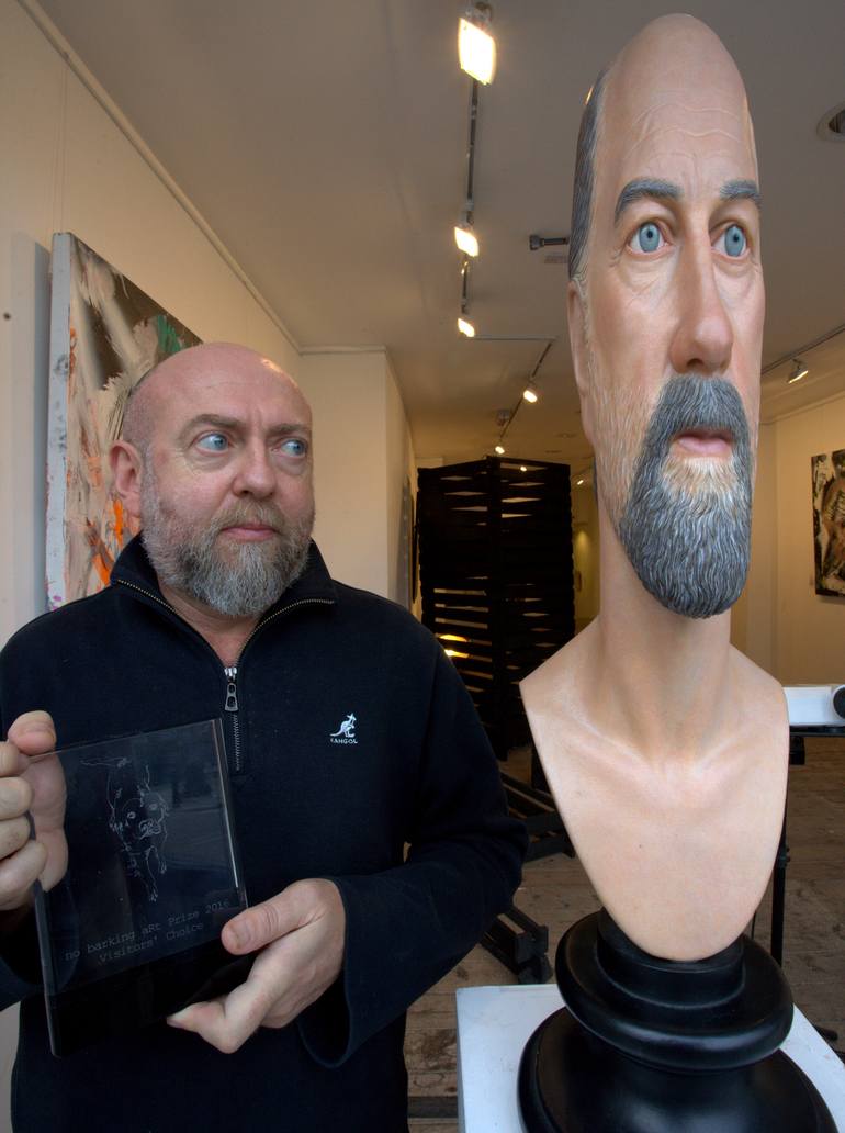 Original Conceptual Pop Culture/Celebrity Sculpture by No Barking Art
