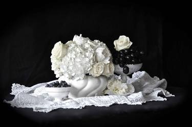 Natalia Jezova: Still Life with white roses, blackberries and grapes- Limited Edition 1 of 25 thumb
