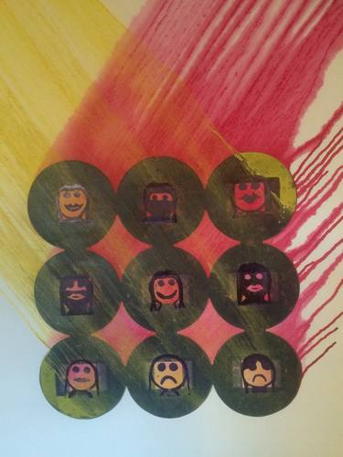 Glen Marston- Series Titles: Nine Elements Faces -Block printing mono type - Limited Edition 1 of 1 thumb