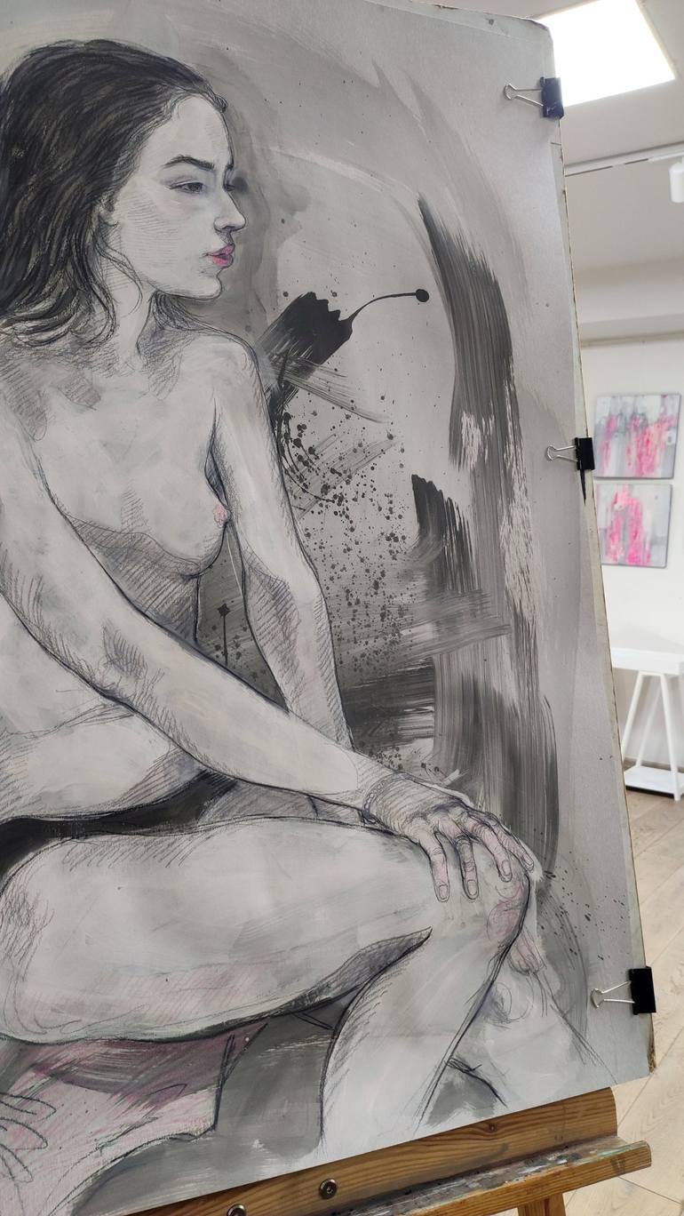 Original Contemporary Erotic Drawing by Natalie Levkovska