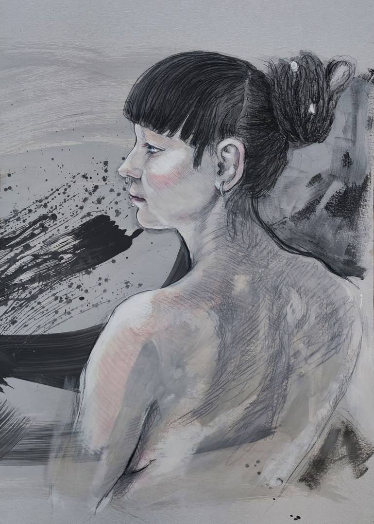 Original Contemporary Portrait Drawings by Natalie Levkovska