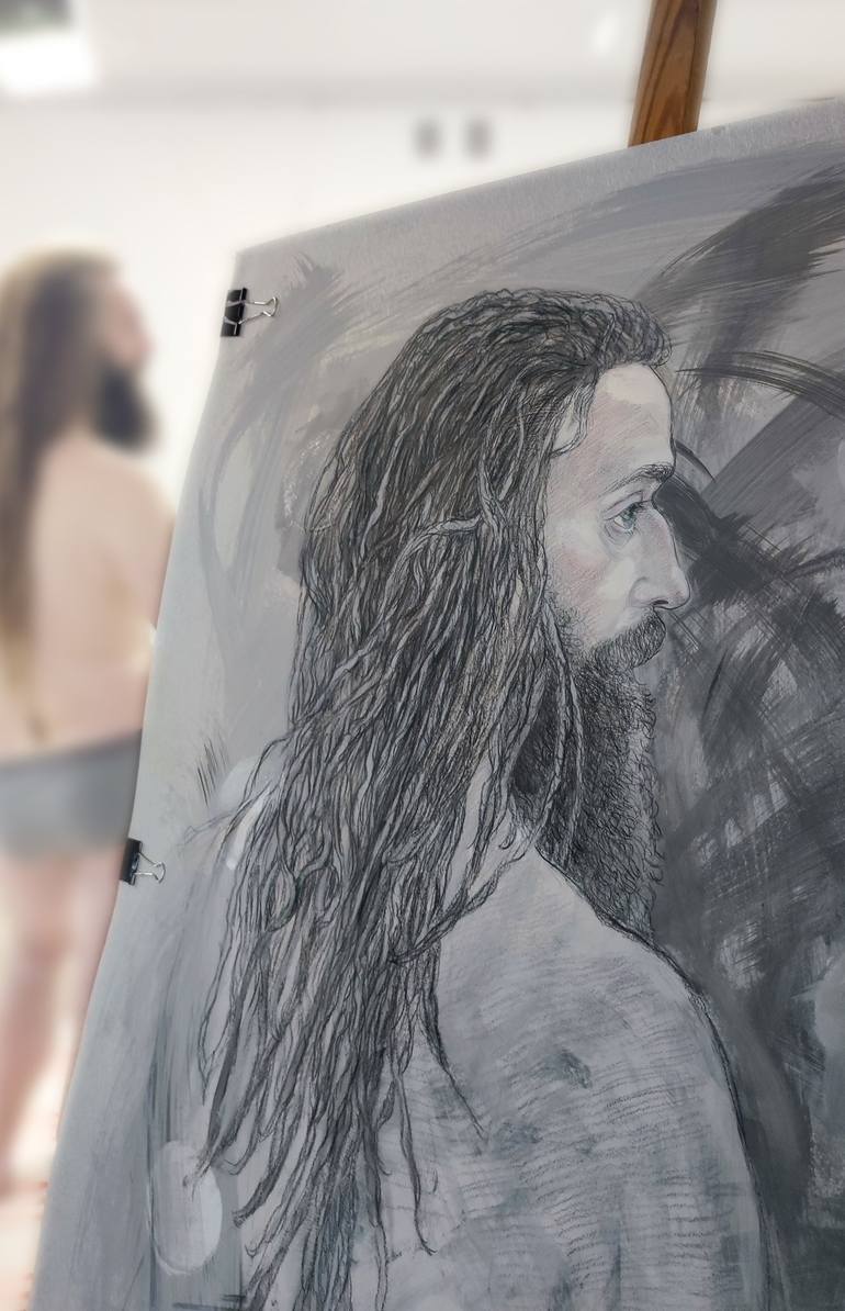 Original Men Drawing by Natalie Levkovska