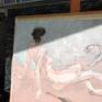 Painting "China Girl and New Year" in artist's studio.