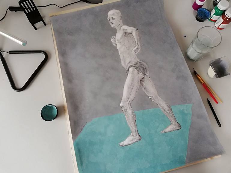 Original Figurative Men Drawing by Natalie Levkovska