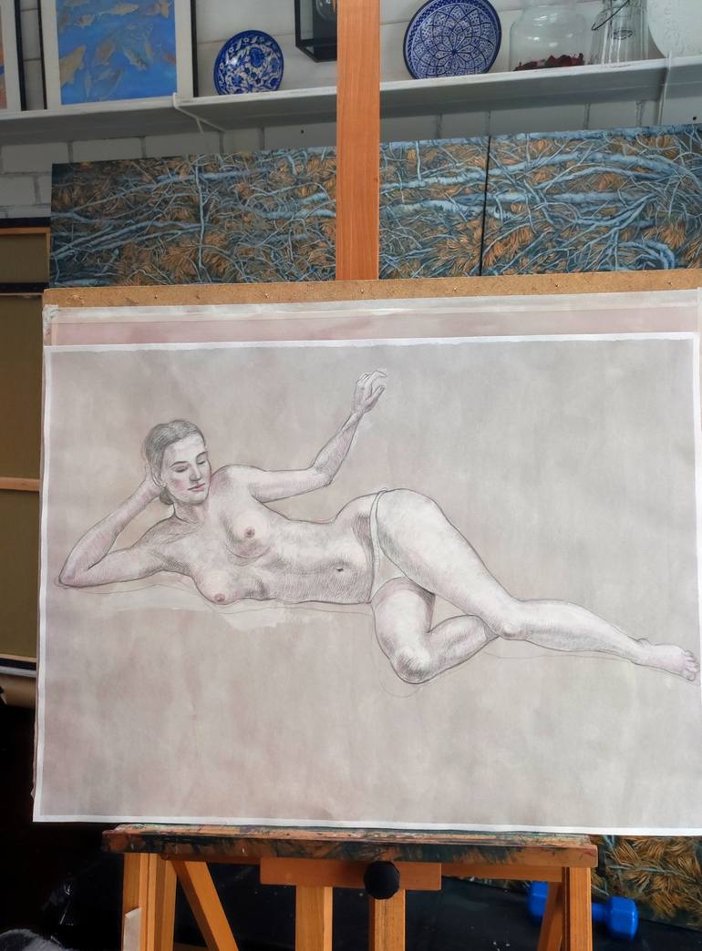 Original Figurative Erotic Drawing by Natalie Levkovska