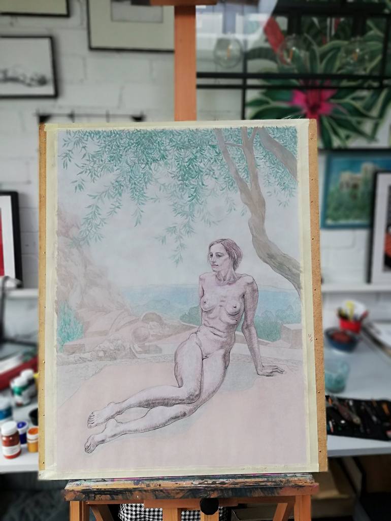 Original Nude Drawing by Natalie Levkovska