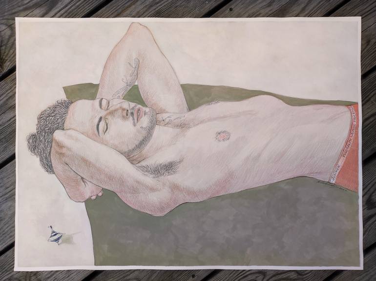 Original Figurative Men Drawing by Natalie Levkovska