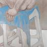 Detail of the drawing "Linute on a white plastic stool".