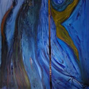 Diptytich. Night with figures and a Golden Palm