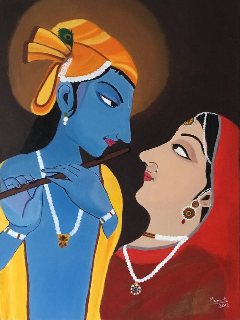 Radha Krishna Painting by Maneet Kaur | Saatchi Art