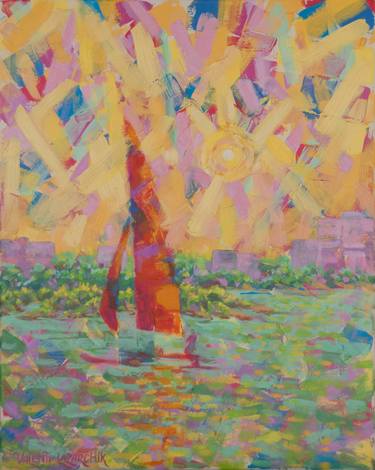 Original Expressionism Boat Paintings by Gina Valenti-Lazarchik