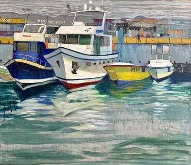 Original Boat Paintings by Otar Imerlishvili