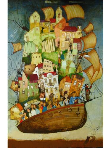 Print of Modern Cities Paintings by Otar Imerlishvili