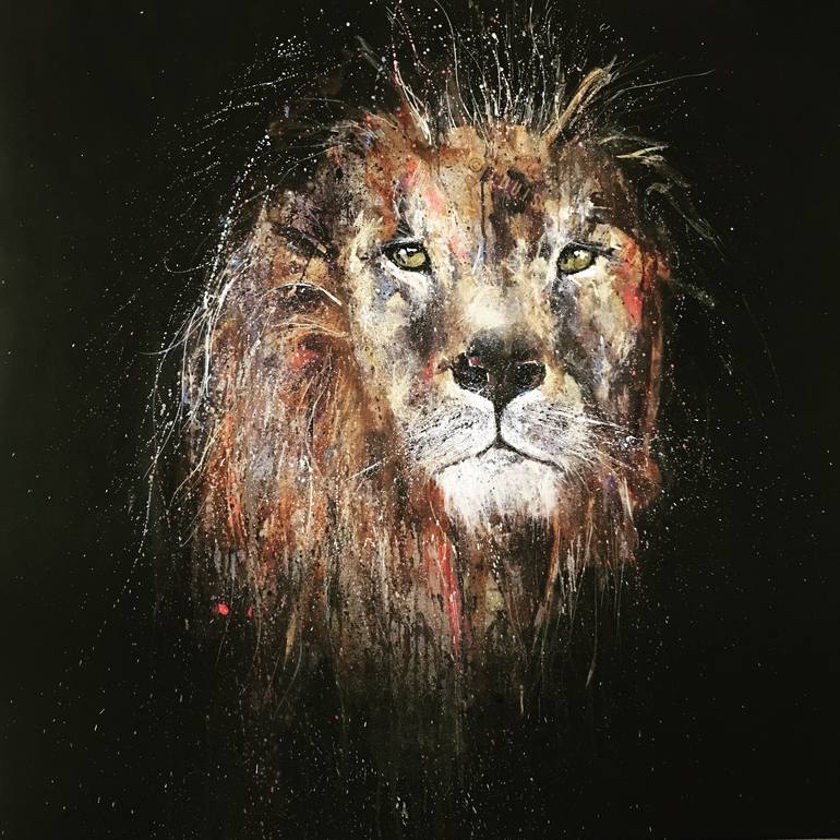 Midnight Lion Painting By Louise Luton 