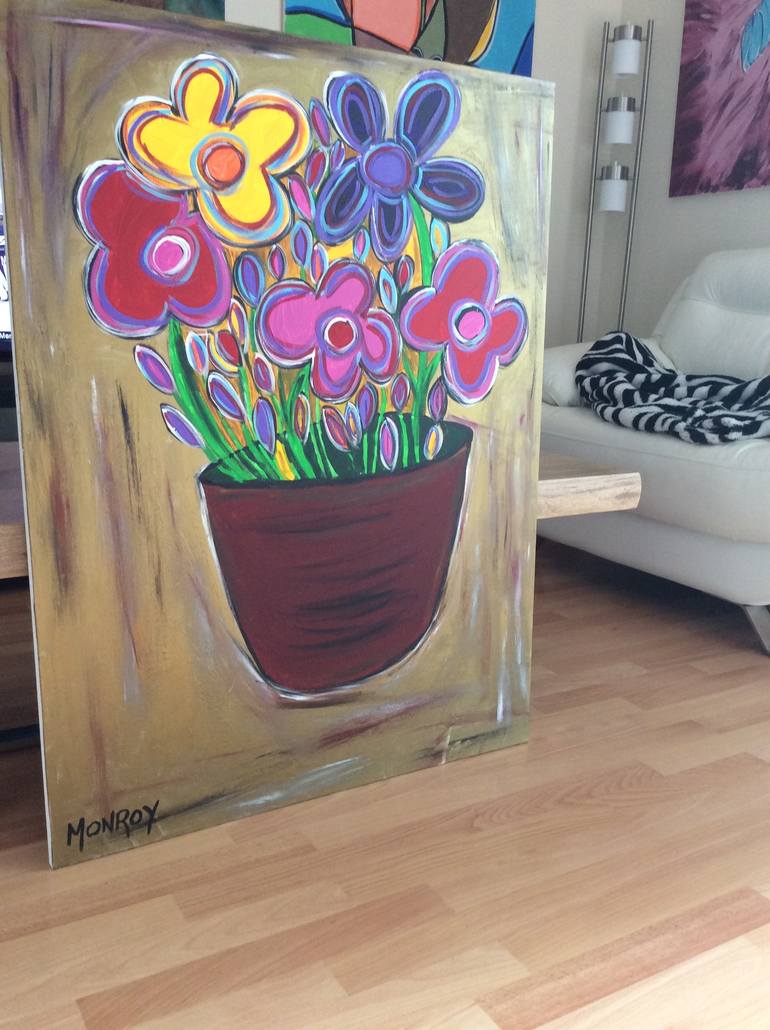 Original Abstract Floral Painting by Alfredo Monroy