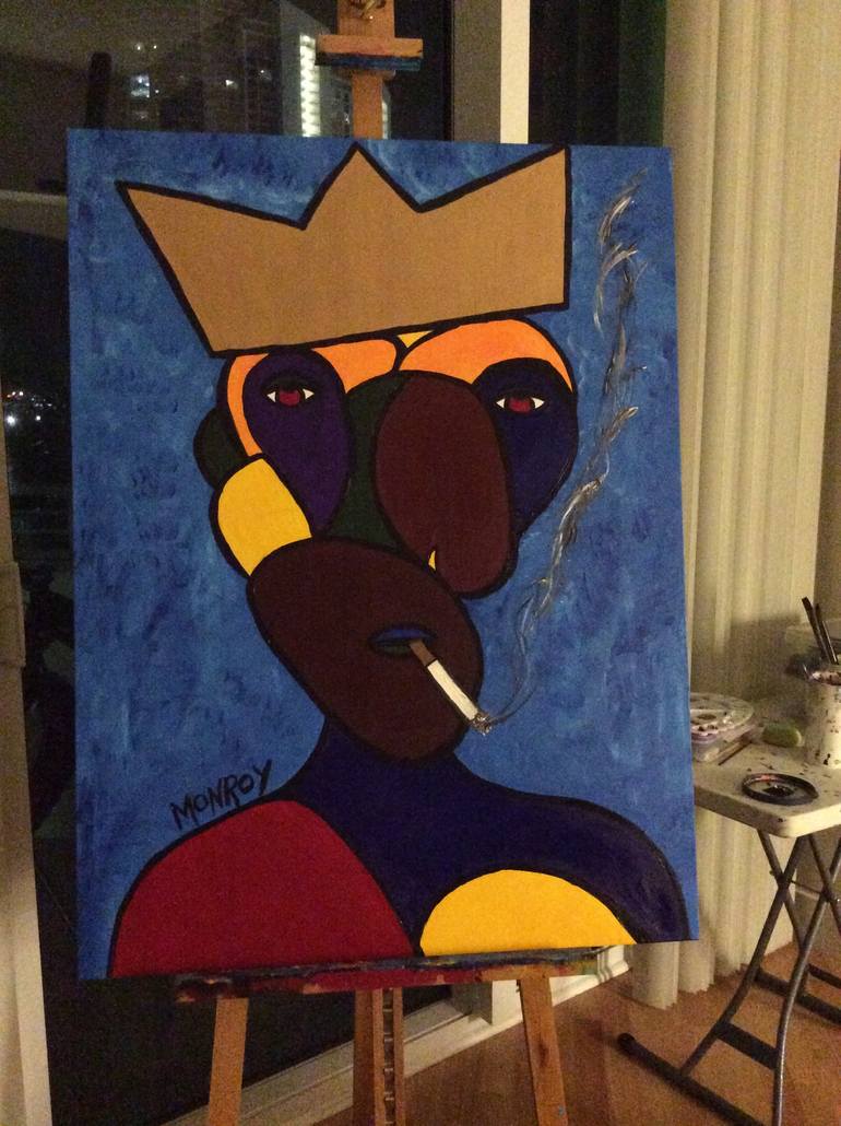 Original Cubism Portrait Painting by Alfredo Monroy