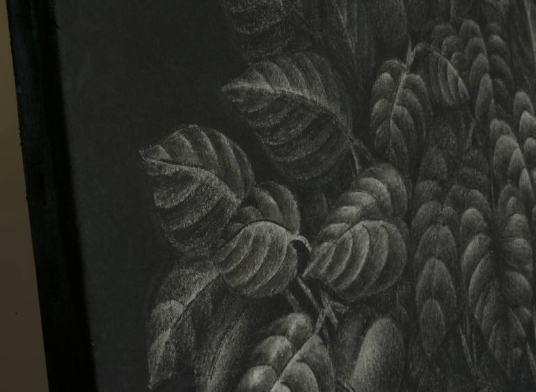 Original Black & White Floral Painting by Ryu Hoimin