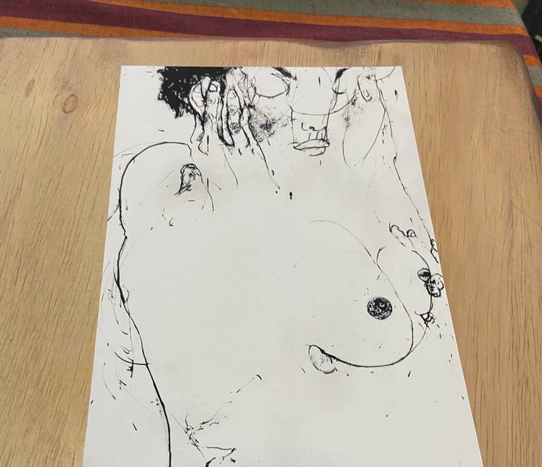 Original Expressionism Erotic Drawing by Derya Kadipasaoglu