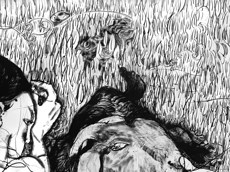 Original Expressionism Nude Drawing by Derya Kadipasaoglu