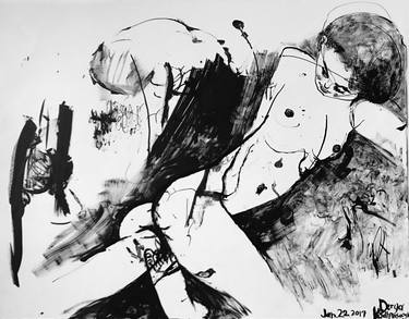 Original Abstract Expressionism Nude Drawings by Derya Kadipasaoglu