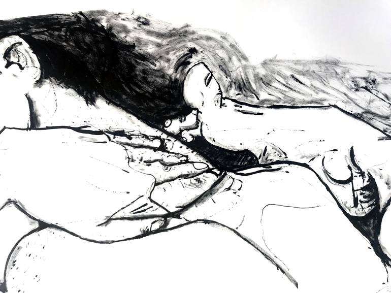 Original Expressionism Nude Drawing by Derya Kadipasaoglu