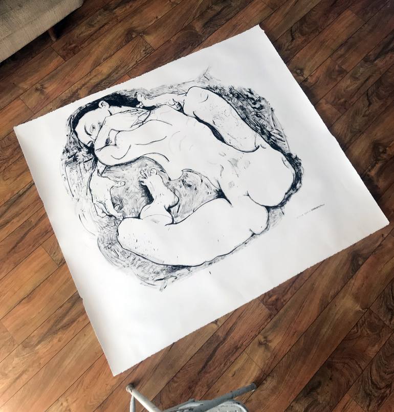 Original Expressionism Nude Drawing by Derya Kadipasaoglu