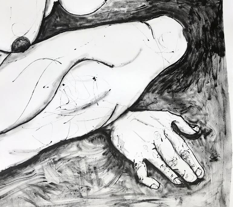 Original Expressionism Nude Drawing by Derya Kadipasaoglu