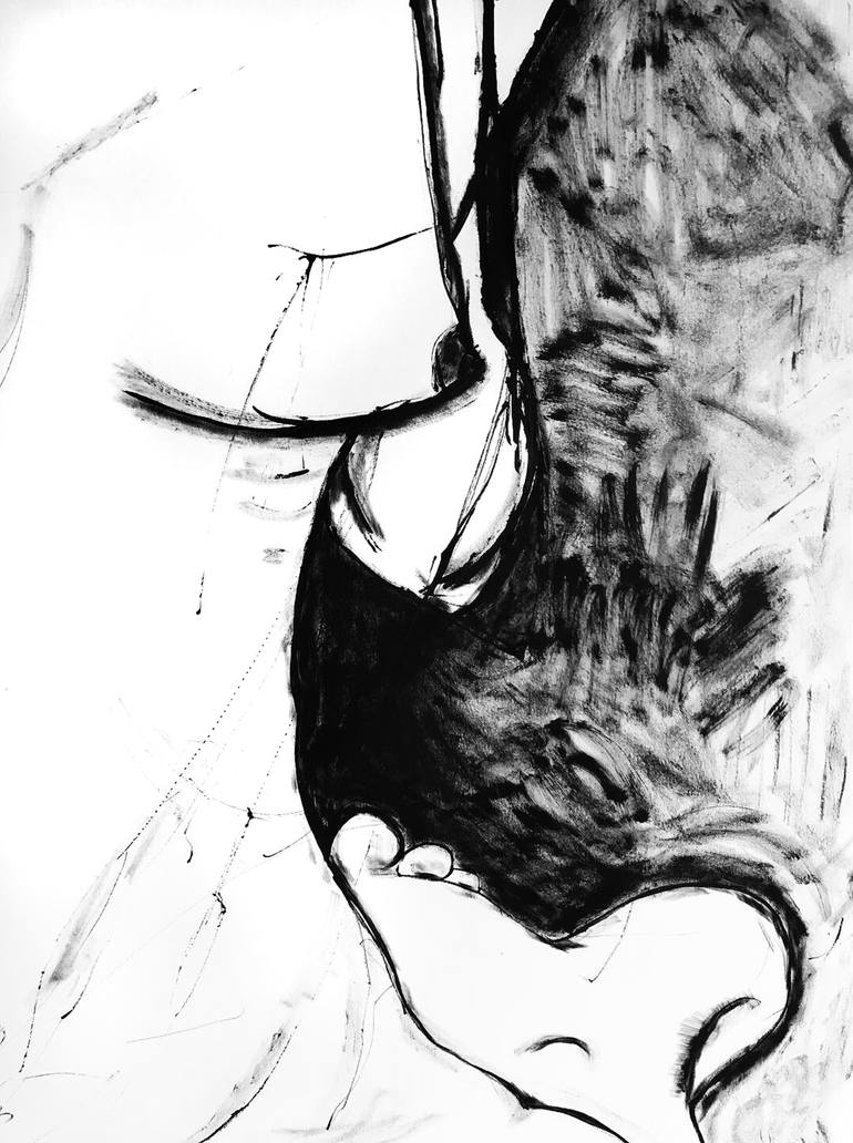 Original Expressionism Nude Drawing by Derya Kadipasaoglu