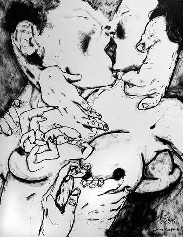Original Expressionism Erotic Drawings by Derya Kadipasaoglu