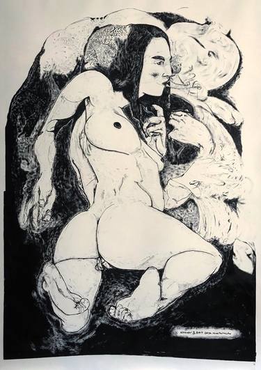 Original Expressionism Nude Drawings by Derya Kadipasaoglu