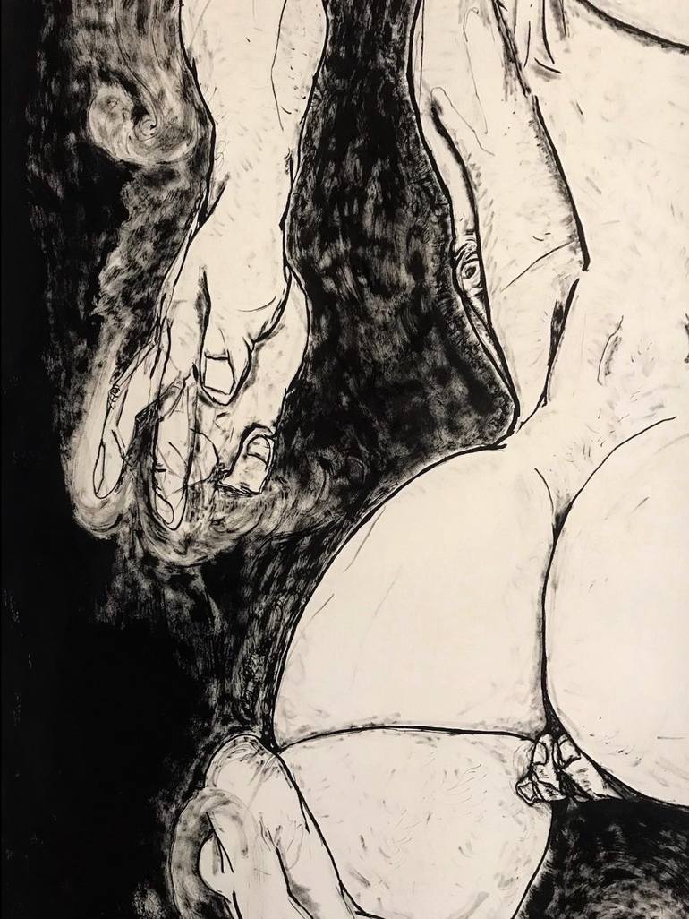 Original Expressionism Nude Drawing by Derya Kadipasaoglu